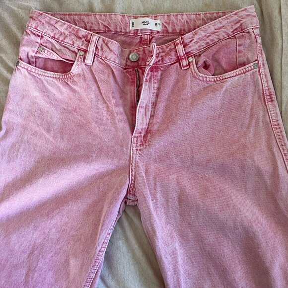 Mango Pink Stone/Acid washed Wide Leg Jean Size 10 - Picture 4 of 4